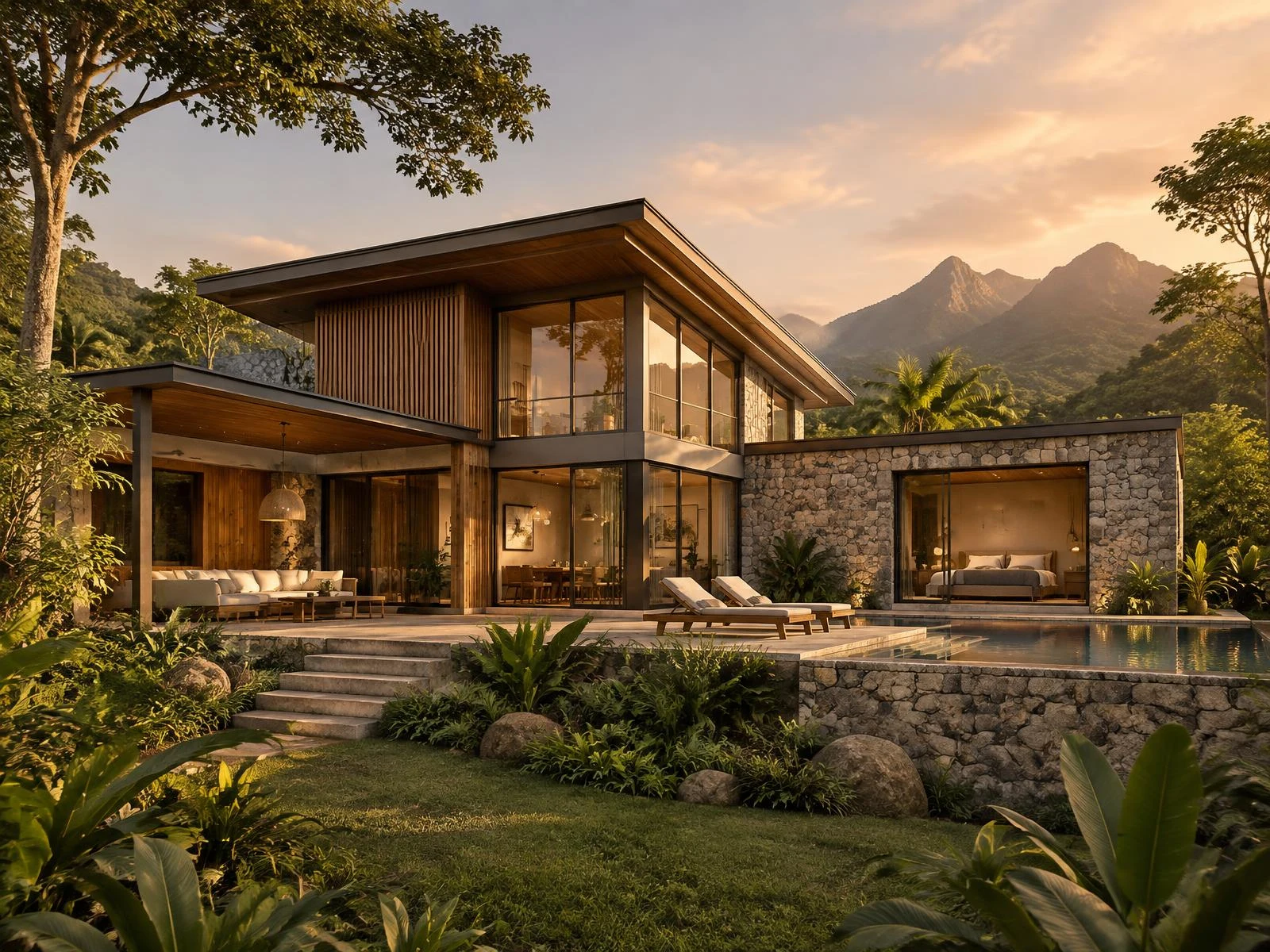 Render ilustrativo de vivienda campestre